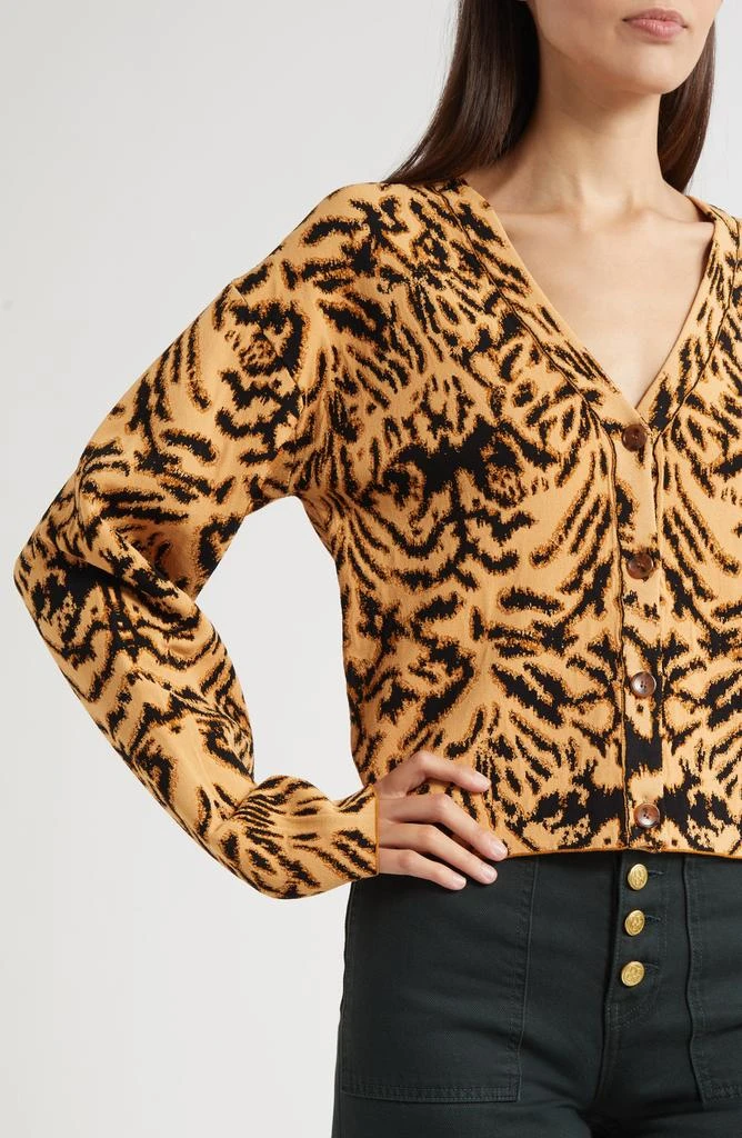 Ulla Johnson Payton Metallic Tiger Jacquard Cardigan 5