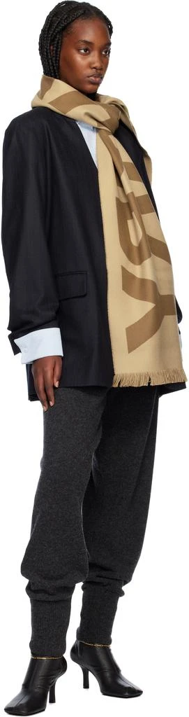 Burberry Beige Logo Wool Jacquard Scarf 3
