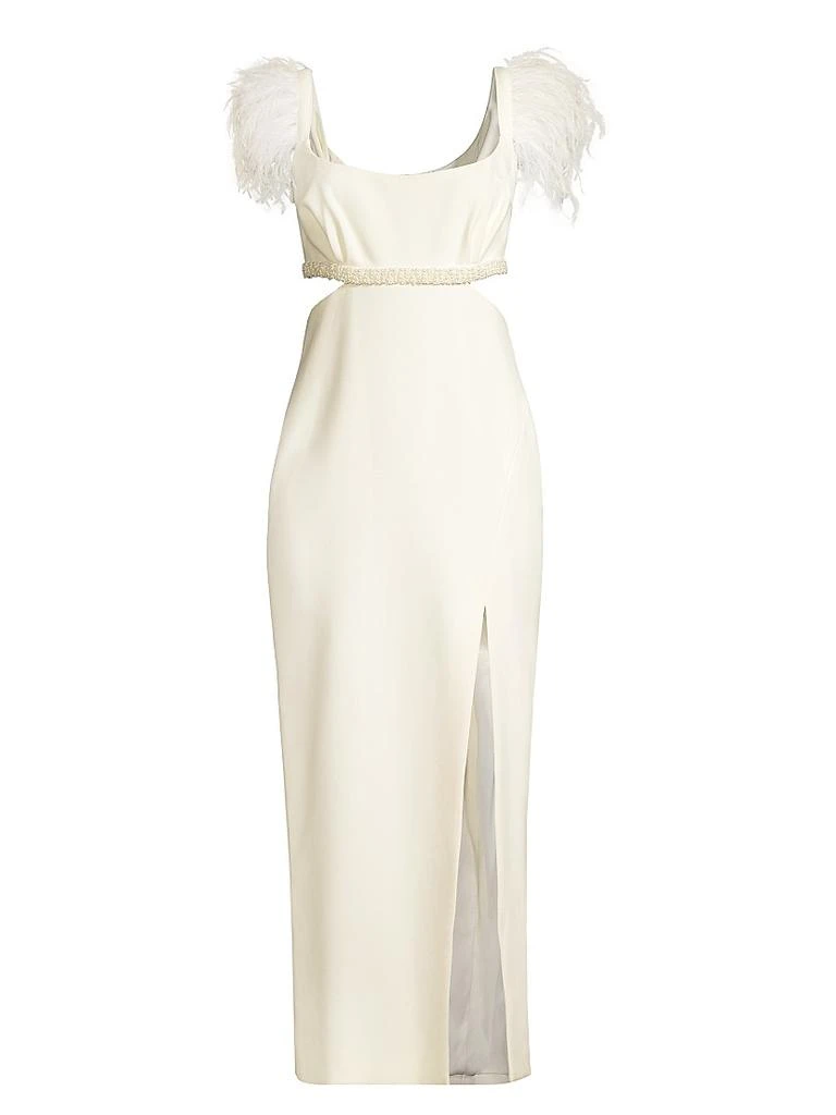Likely ​Taliah Feather-Embellished Cut-Out Midi-Dress 1