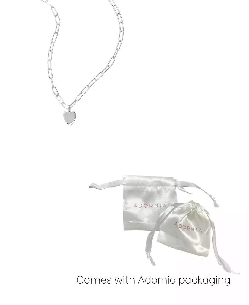 ADORNIA Tarnish Resistant Silver Heart Charm Paper Clip Chain Necklace 3