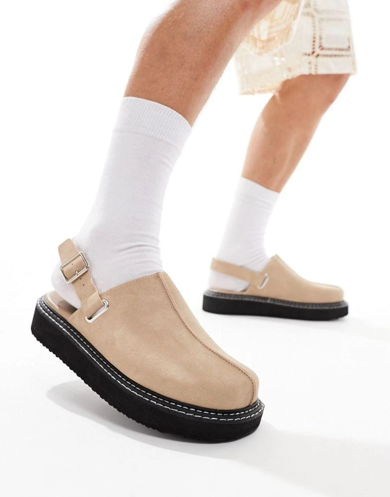 ASOS ASOS DESIGN mule clog sandals in stone with back strap 1