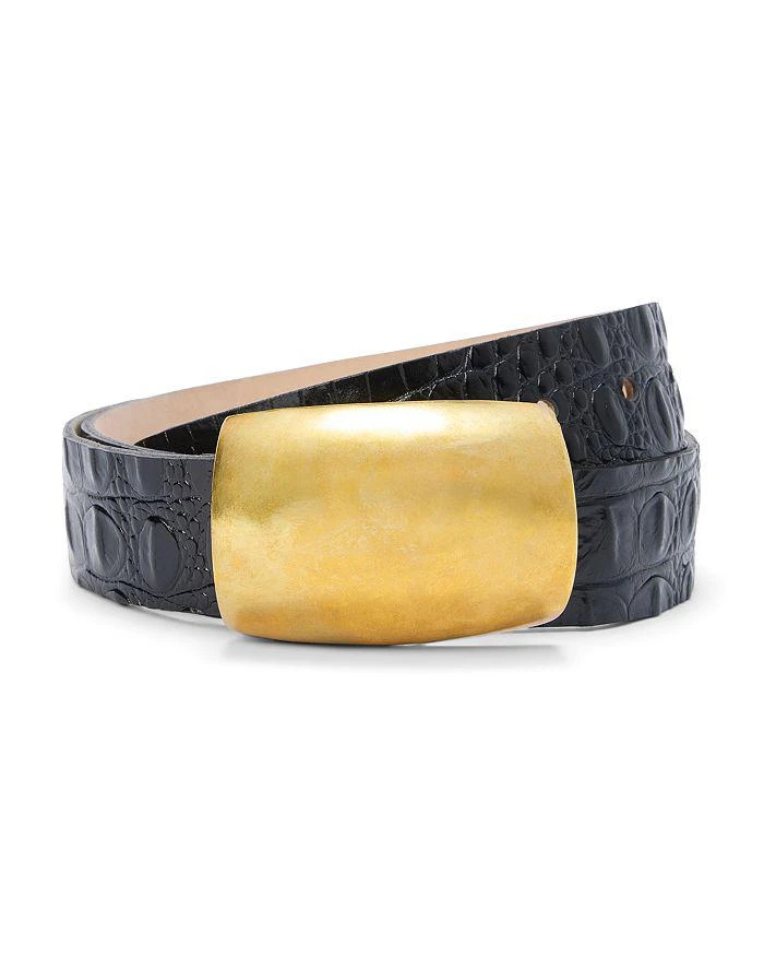 L'Agence Milou Domed Croc Embossed Leather Belt 2