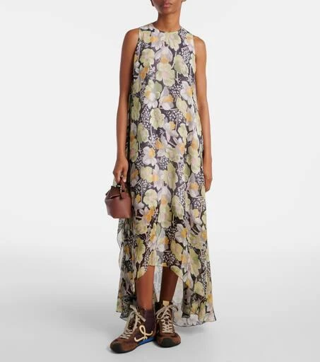 Loewe Floral asymmetric silk maxi dress - Dresses & Skirts - Free Shipping  - BeyondStyle