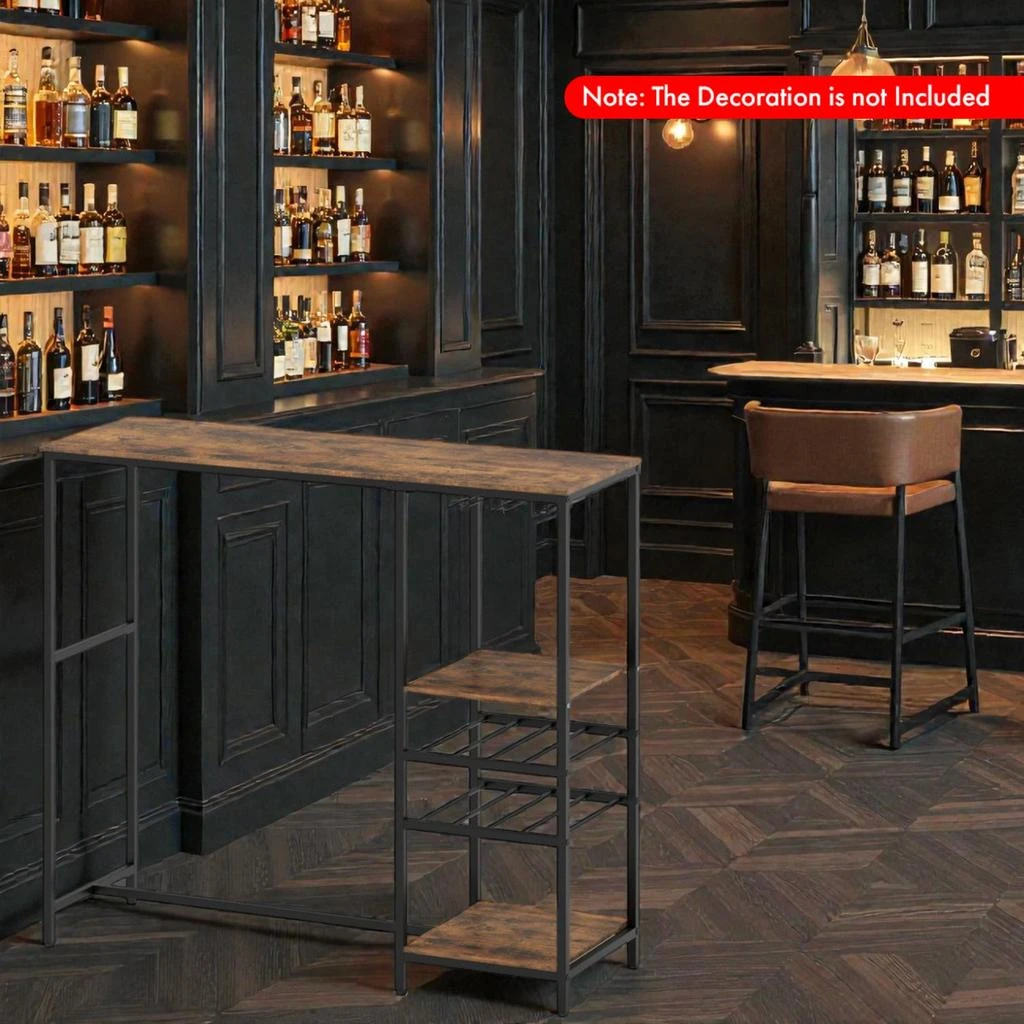 Hivvago Rectangular Bar Dining Table with Integrated Shelving for Storage 2