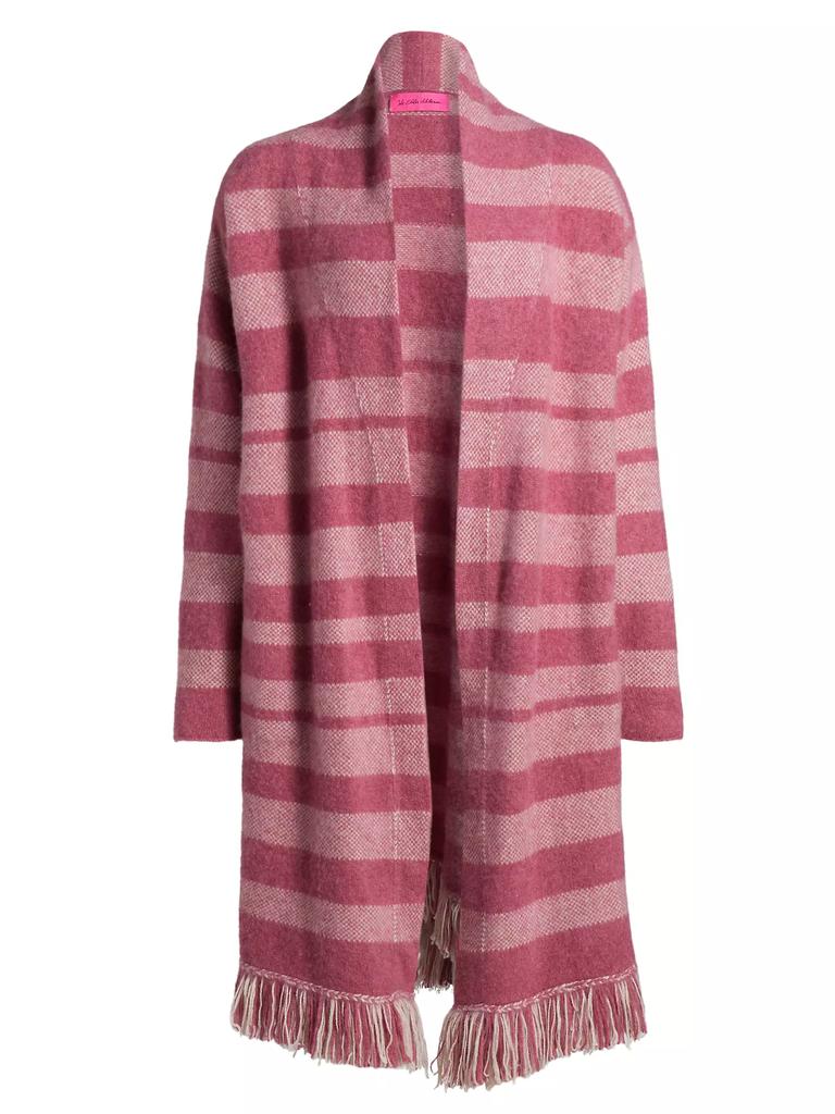 The Elder Statesman Subway Striped Fringed Cashmere Robe