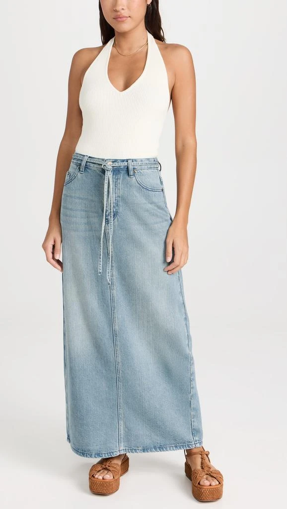 Pixie Market Maxi Belt Tie Denim Skirt 4