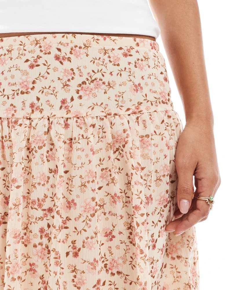 New Look New Look floral chiffon mini skirt in pink 5