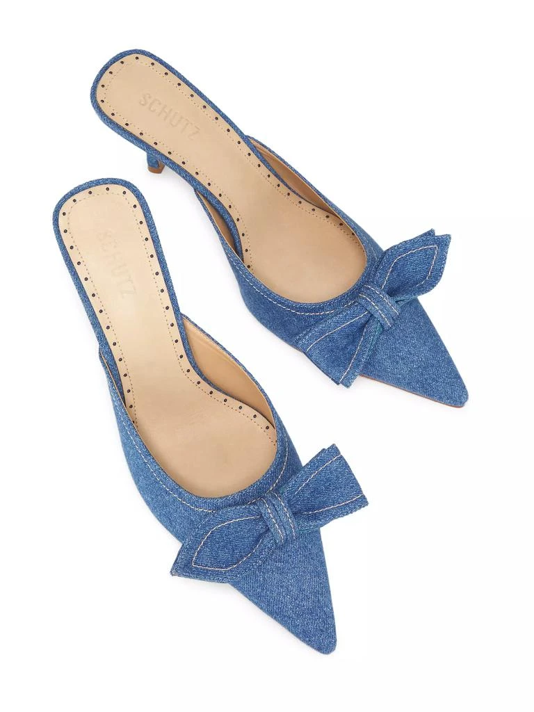 Schutz Claire Bow 75MM Denim Mules 4