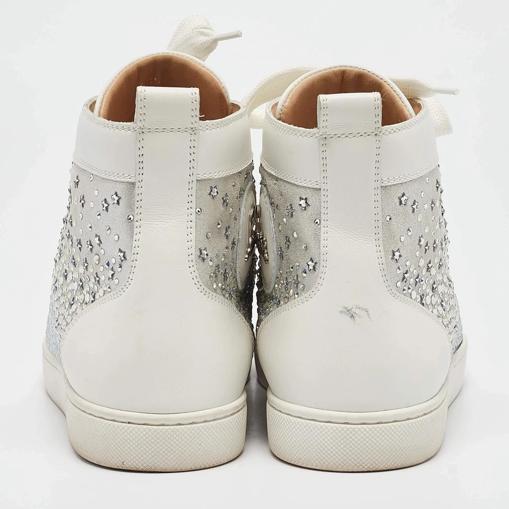 Christian Louboutin Christian Louboutin White/Grey Leather Crystal Embellished High Top Sneakers Size 38.5 5