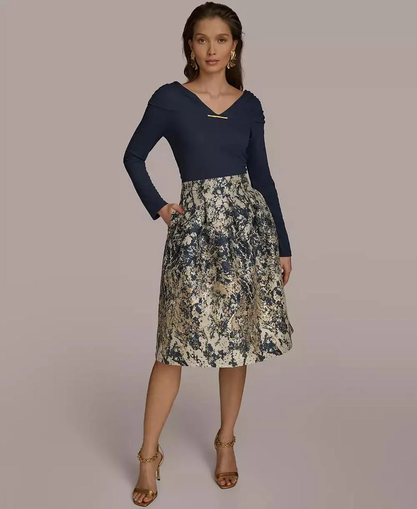 Donna Karan Women's Metallic Jacquard A-Line Skirt 5
