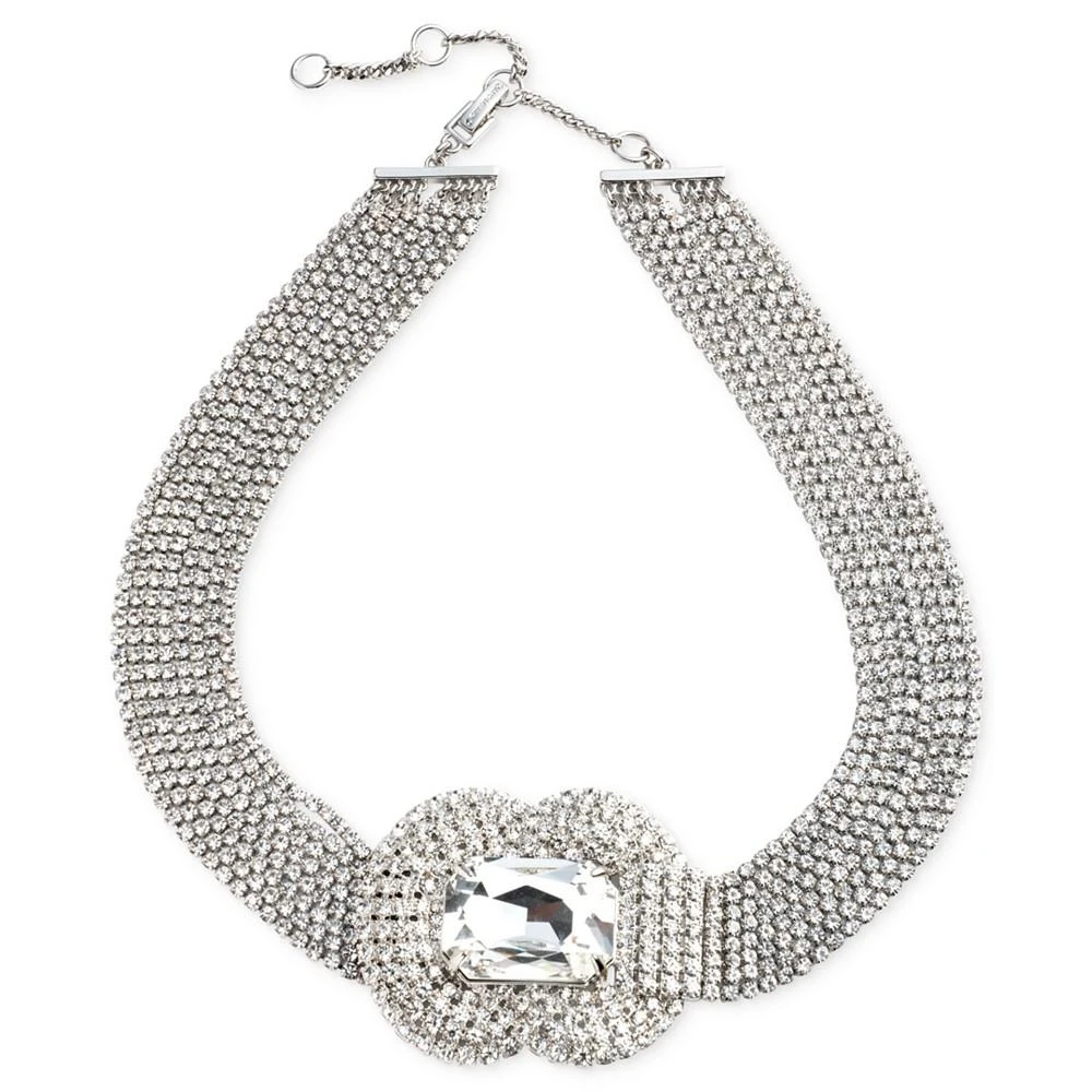 Givenchy Silver-Tone Crystal Multi-Row Statement Necklace, 17" + 3" extender 1