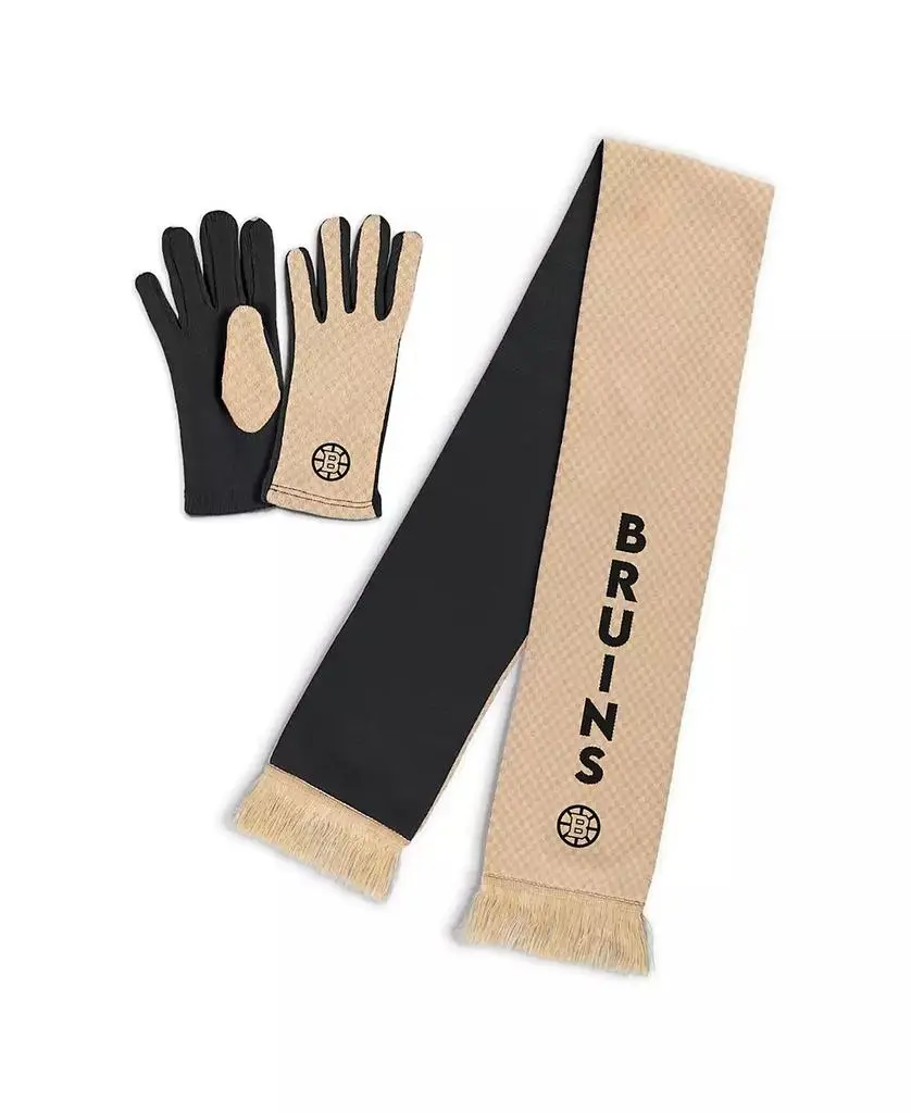 WEAR by Erin Andrews Women's Boston Bruins Tonal Microcheck Scarf Glove Set
