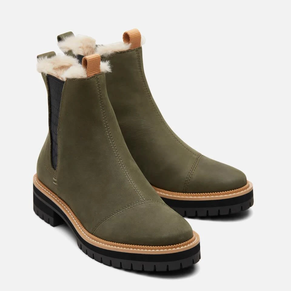TOMS TOMS WOMEN'S DAKOTA WATER RESISTANT LEATHER CHELSEA BOOTS - OLIVE 2