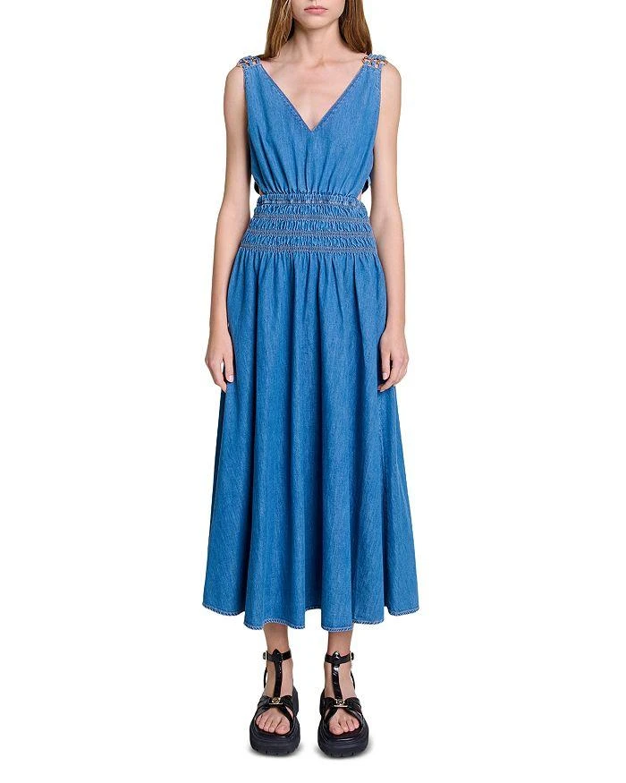 Maje Runim Cutaway Denim Maxi Dress 1