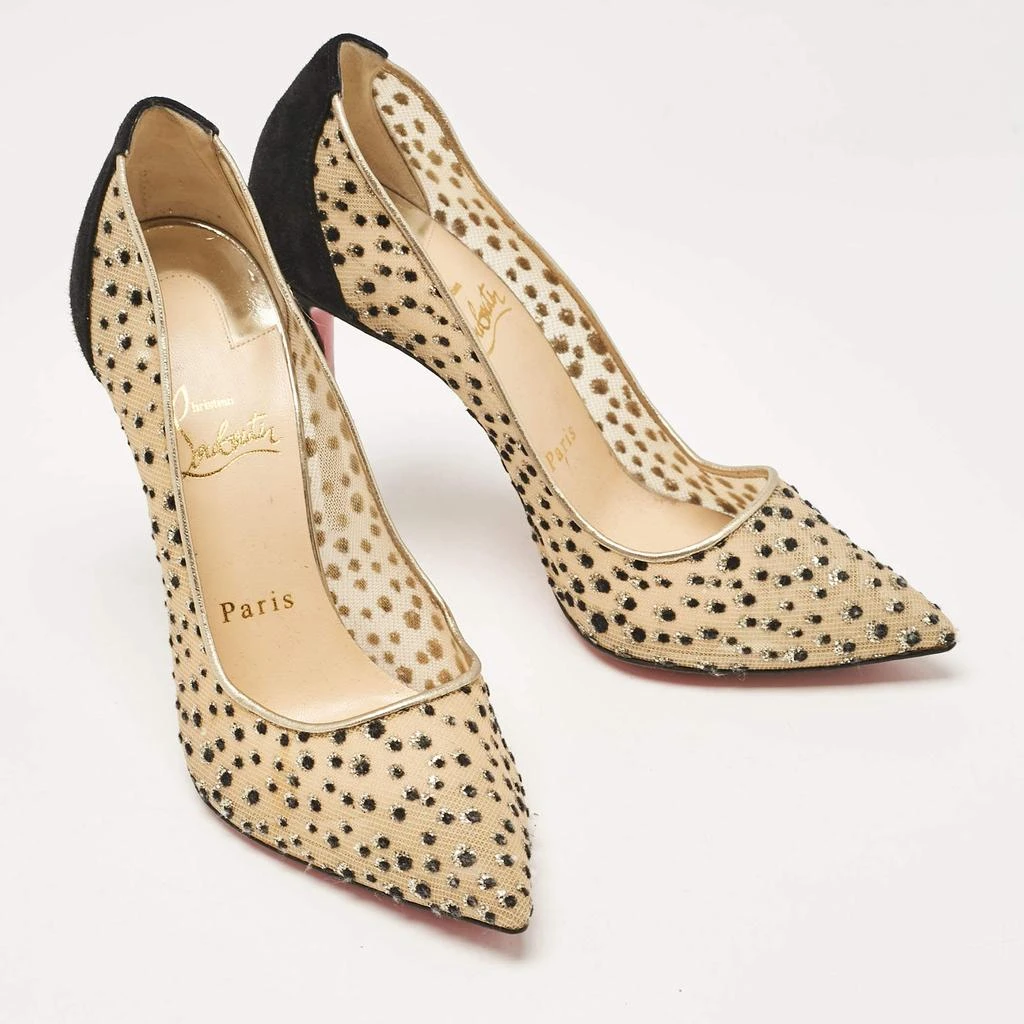 Christian Louboutin Christian Louboutin Beige/Black Mesh and Suede Follies Lace Pumps Size 38 4