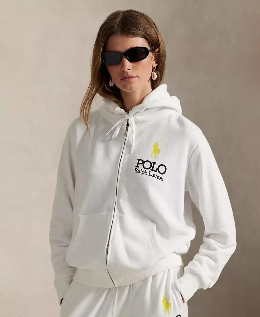 Ralph Lauren Women's Big Pony Lightweight Fleece Zip Hoodie Sweatshirt 1