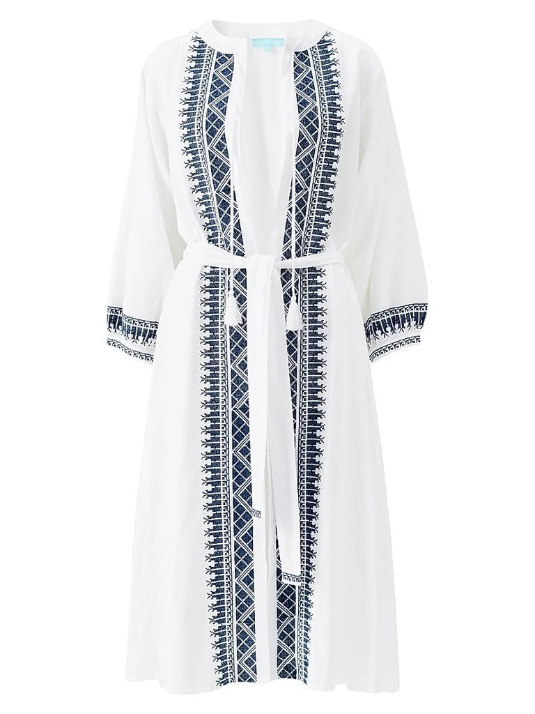 MELISSA ODABASH Embroidered Cotton-Linen Cover-Up Caftan