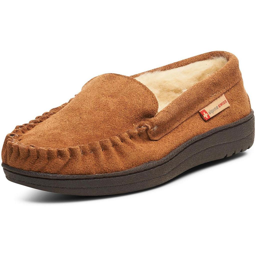 Alpine Swiss Yukon Mens Suede Shearling Moccasin Slippers