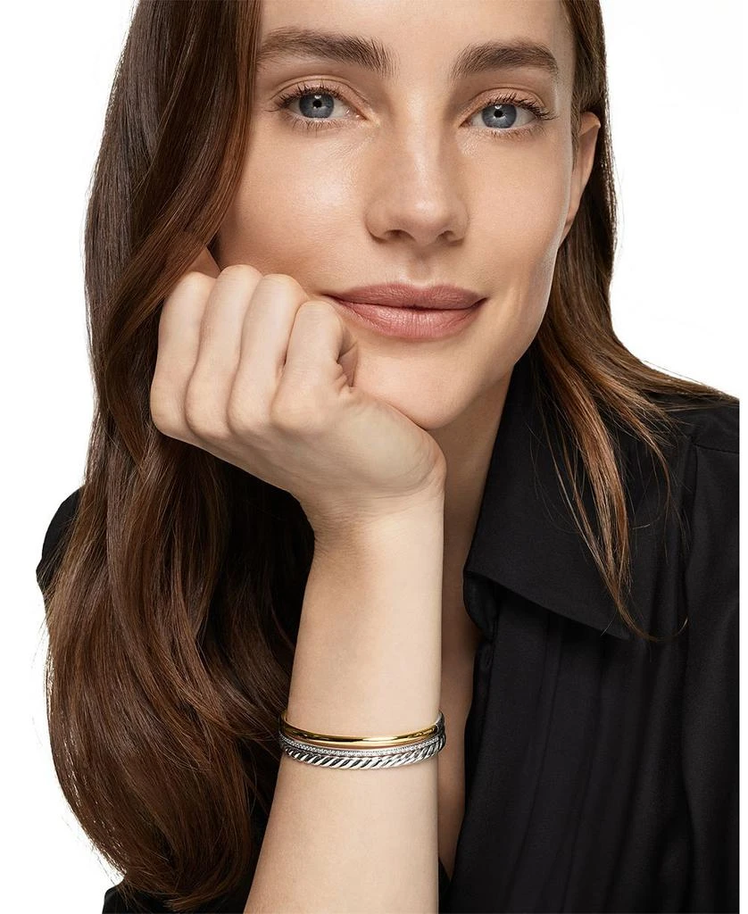 David Yurman DY Mercer Three Row Cuff Bracelet in Sterling Silver with 18K Yellow Gold and Diamonds, 10mm 5