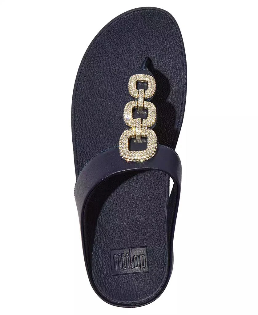 FitFlop Women's Fino Crystal Chain Leather Toe-Post Sandals 10