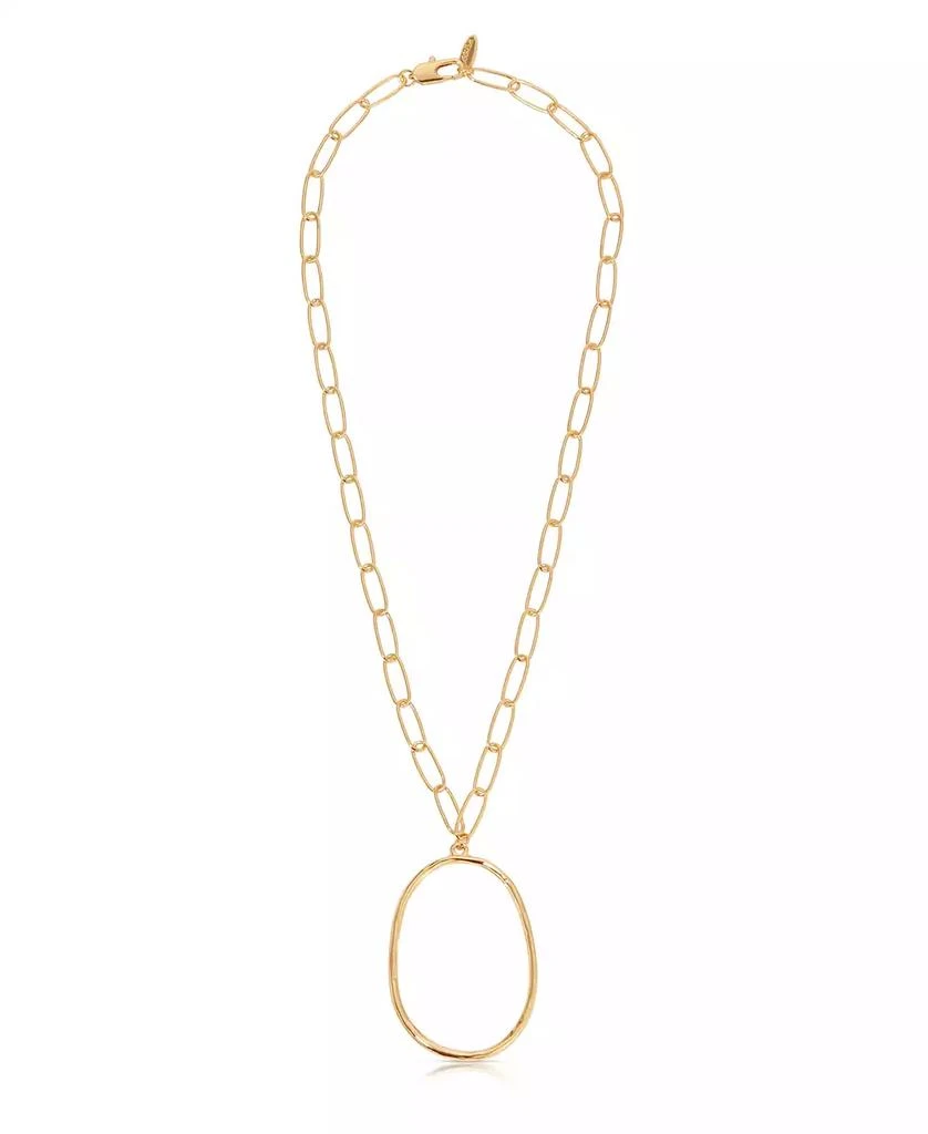 Ettika Jewelry Large 18K Gold-Plated Oval Pendant Chain Link Necklace