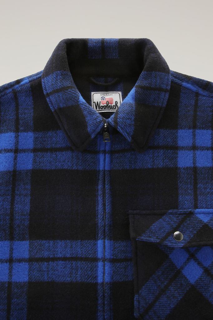 Woolrich Wool Blend Zip-front Timber Plaid Flannel Overshirt - Men - Blue