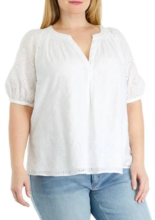 Crown & Ivy™ Ivy Plus Size Solid Knit Peasant Top 1
