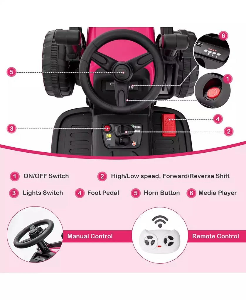 Mecale 12V Battery Powered Kids Ride on Excavator with Adjustable Arm and Bucket 8