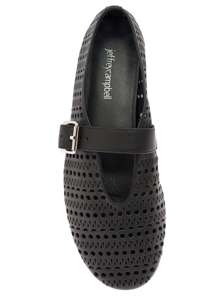 Jeffrey Campbell 'Shelly' Black Ballet Flats with Maxi Buckle in Lace Effect Leather Woman 4