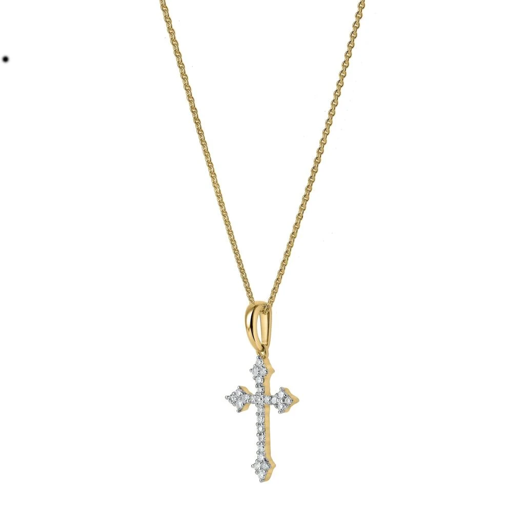 LuvMyJewelry Lumina Cross Diamond Pendant in 14K Gold 2