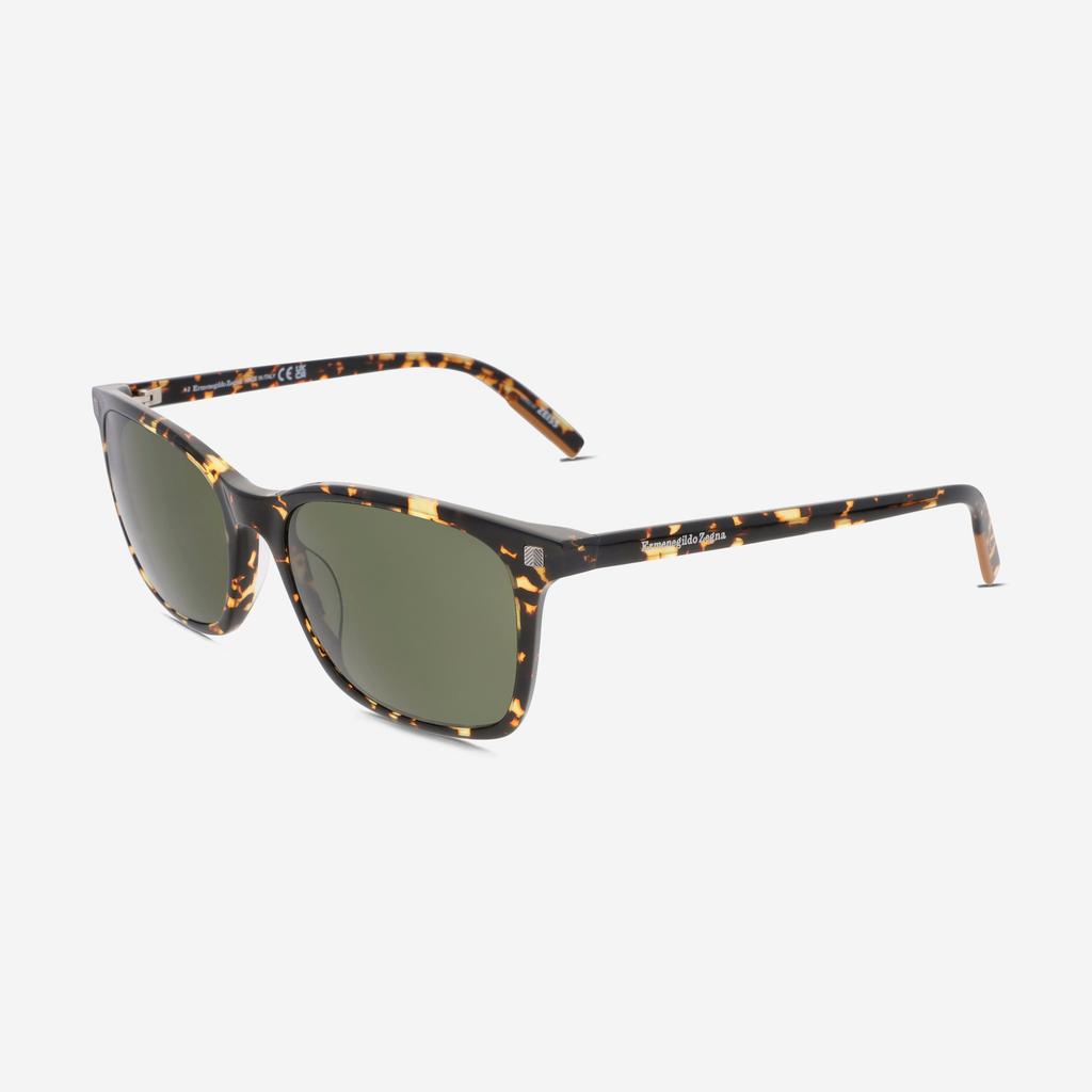 Ermenegildo Zegna Ermenegildo Zegna Men's  Dark Havana & Green Rectangle Sunglasses EZ0181