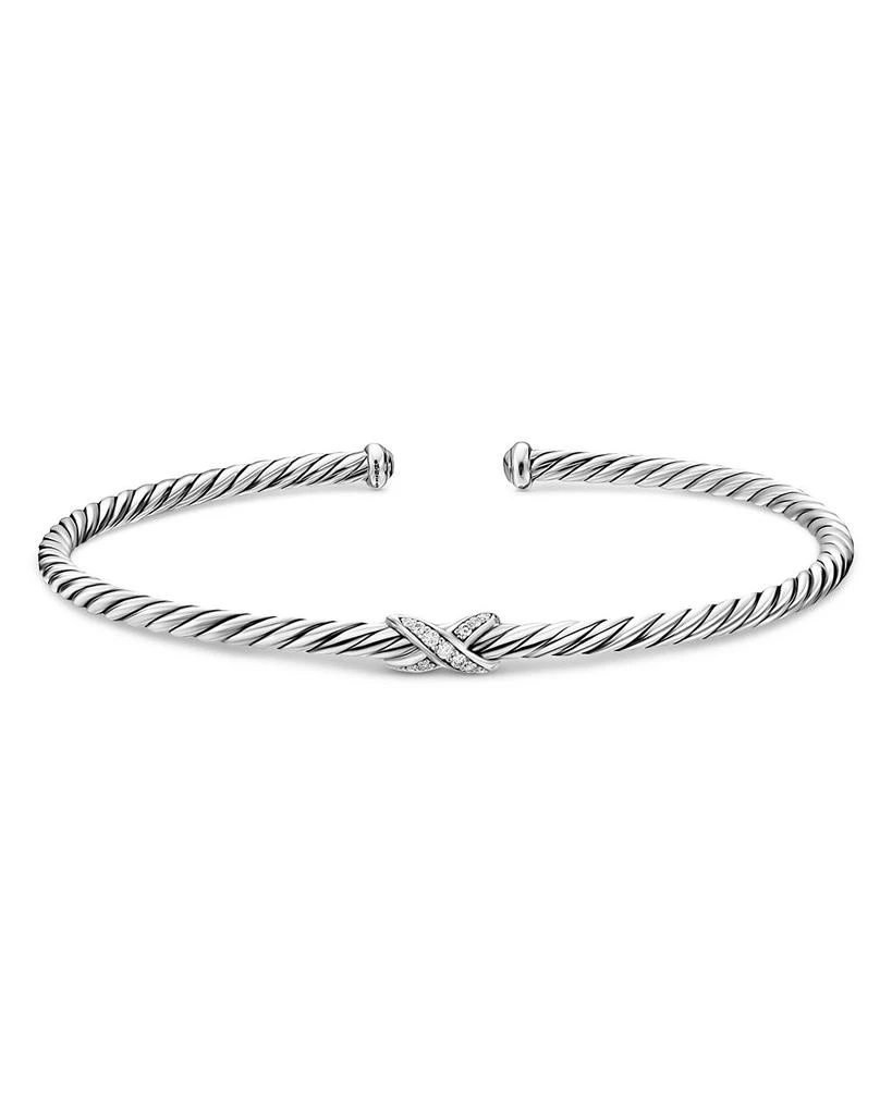 David Yurman Micro Cable Flex® Petite X Bracelet in Sterling Silver with Diamonds 3