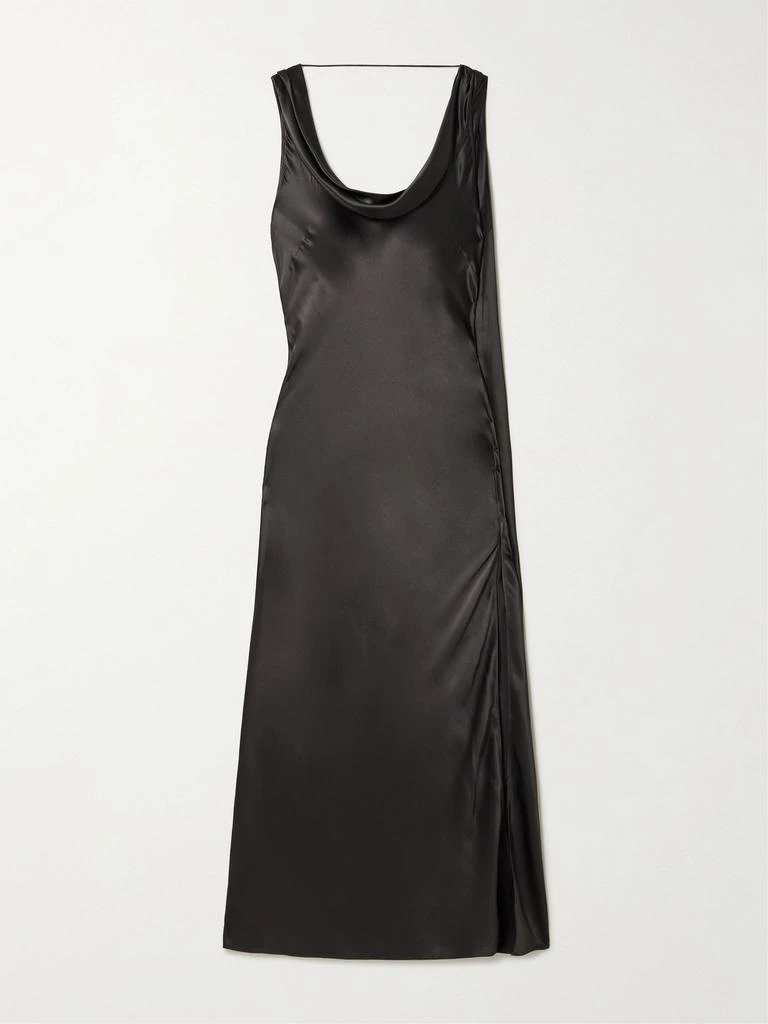 knee length dresses for ladies Gray Wool Midi Dress  High-Waisted A-Line Square Neck