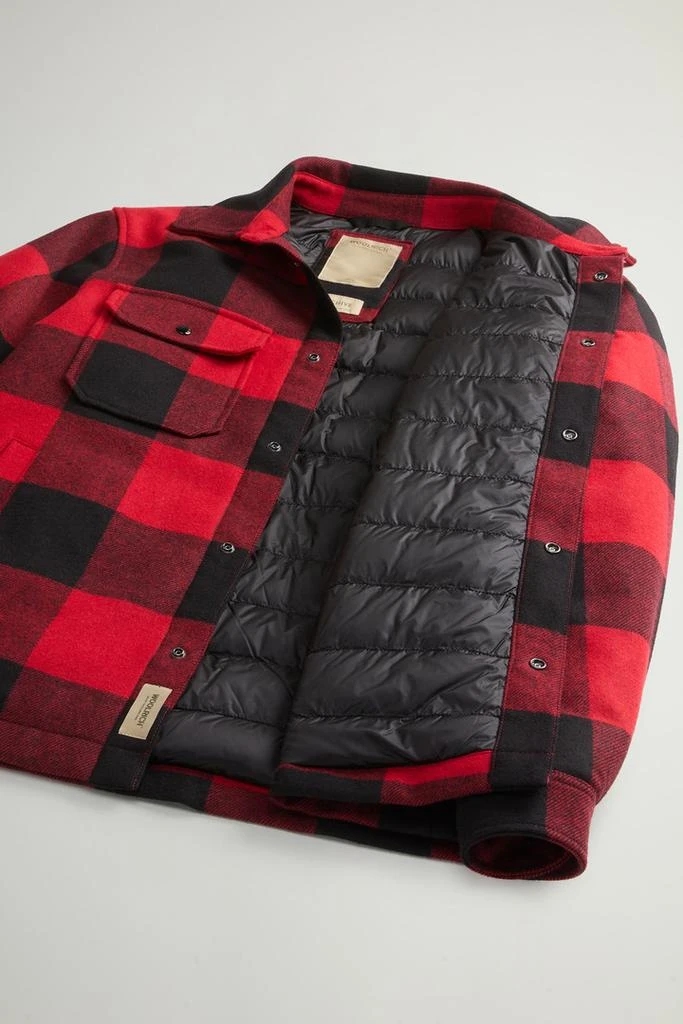 Woolrich Alaskan Padded Overshirt in Checked Italian Wool Blend - Men - Red 6
