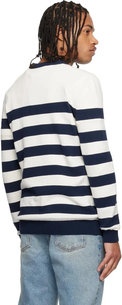 Balmain White 
Navy Buttoned Marinière Knit Sweater 3
