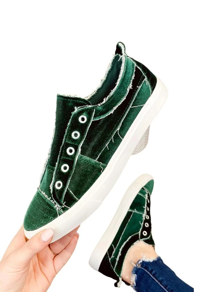Corkys Footwear Women's Babalu Sneakers In Green Velvet 4