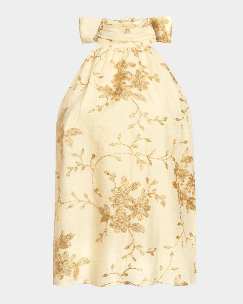 Ramy Brook Cara Lurex Embroidered Halter Top 1