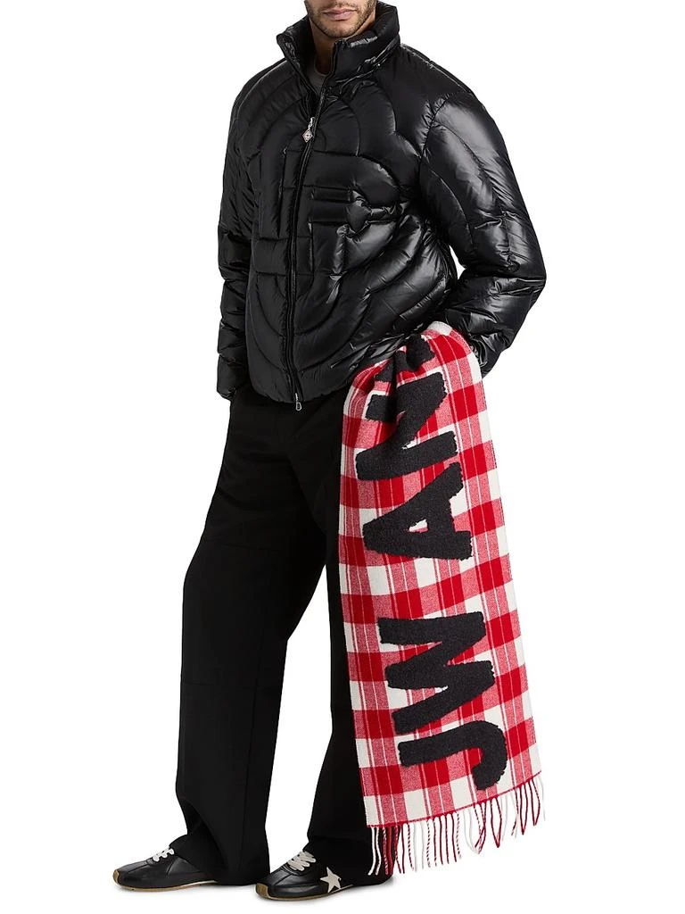 JW Anderson Contrast Logo Plaid Wool-Blend Scarf 2
