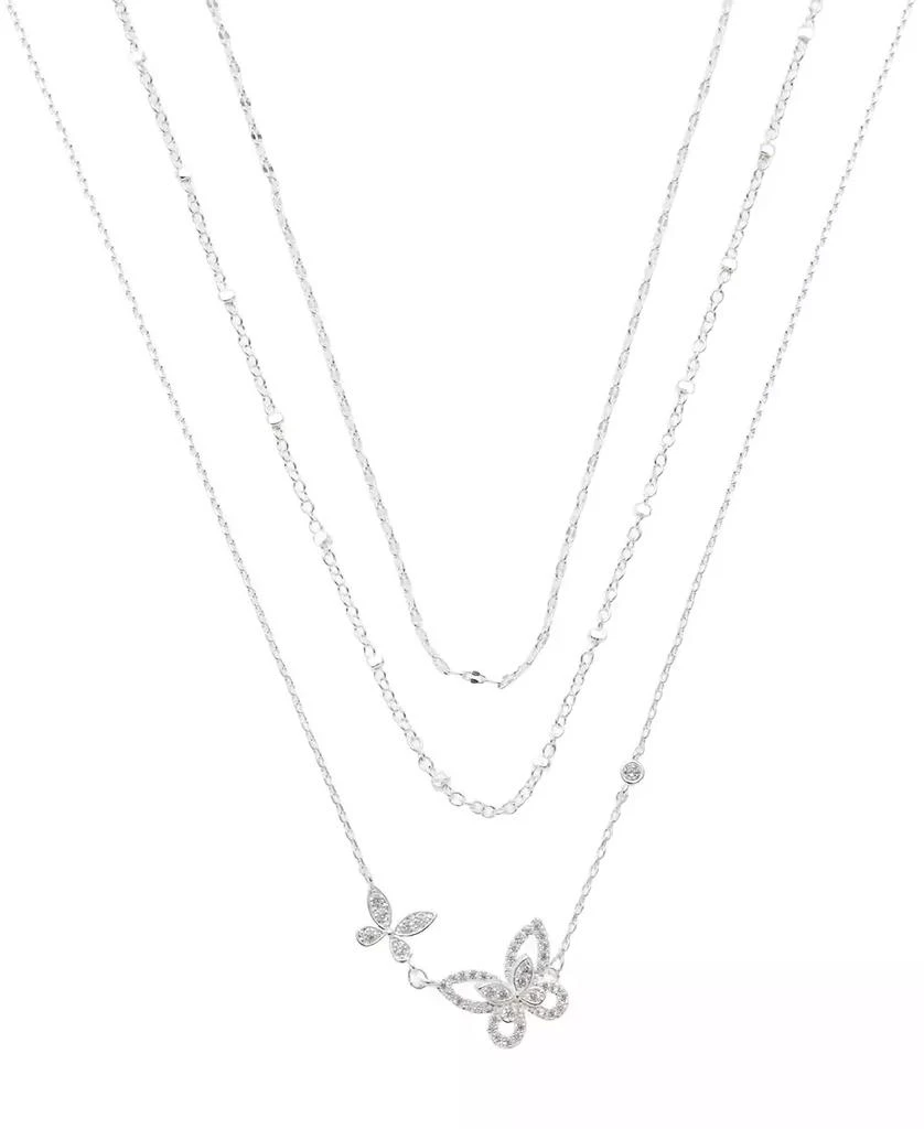 Unwritten Cubic Zirconia Double Butterfly Layered Necklace Set 1
