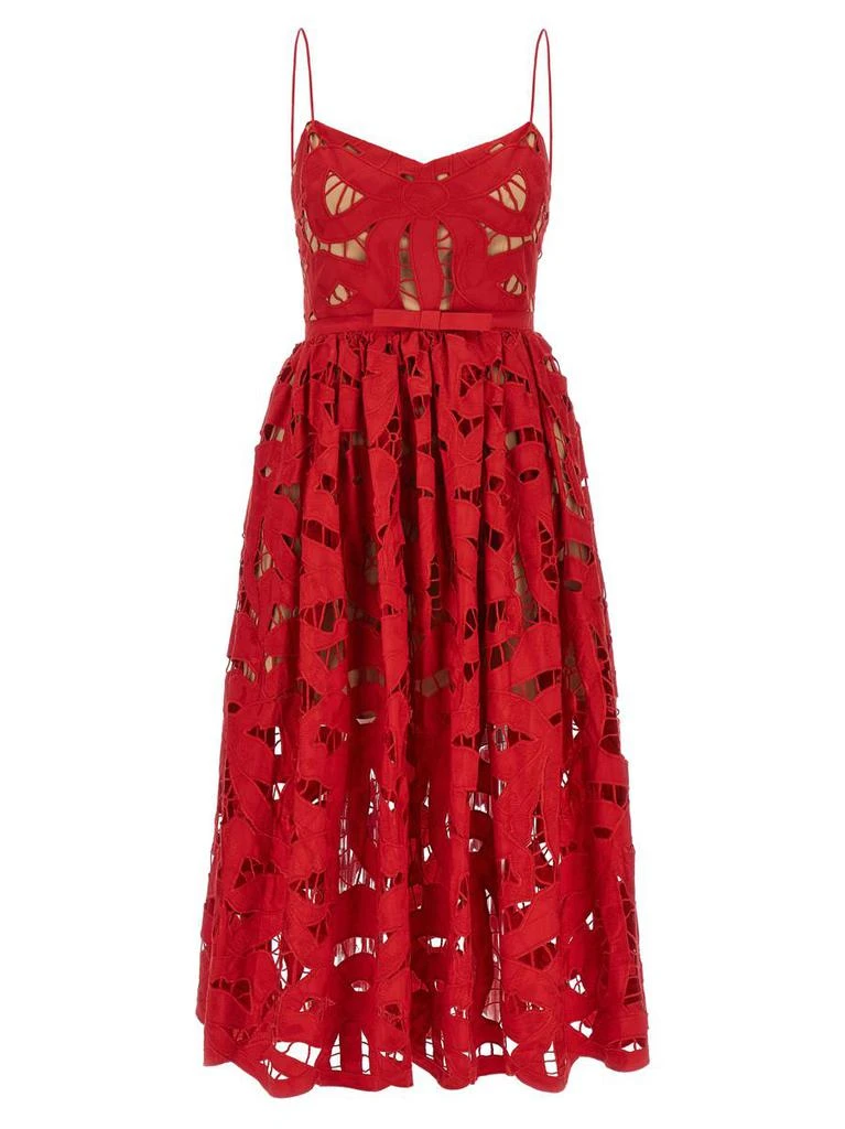 short sleeve red midi dress Red Flutter Short Sleeve Back Tie Cutout Midi Dress