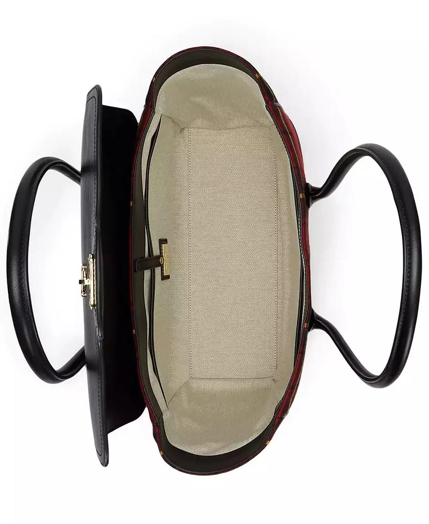 Ralph Lauren Plaid Twill Large Tanner Satchel Bag 5