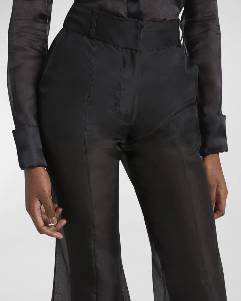 Gabriela Hearst Rhein High-Rise Sheer Silk Flared Pants 5
