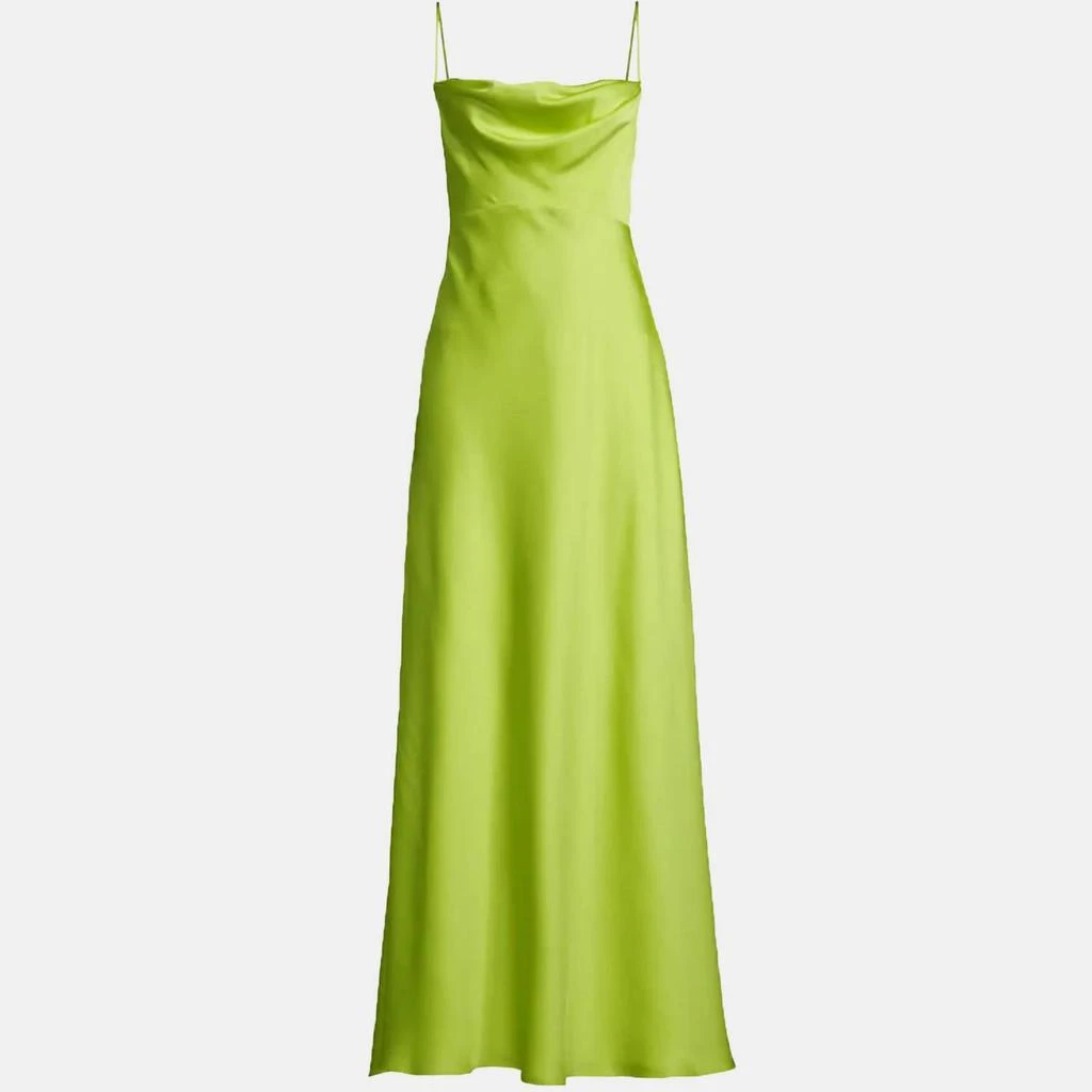 Fame and Partners Emerie Satin Strappy Gown In Charmeuse Green 3