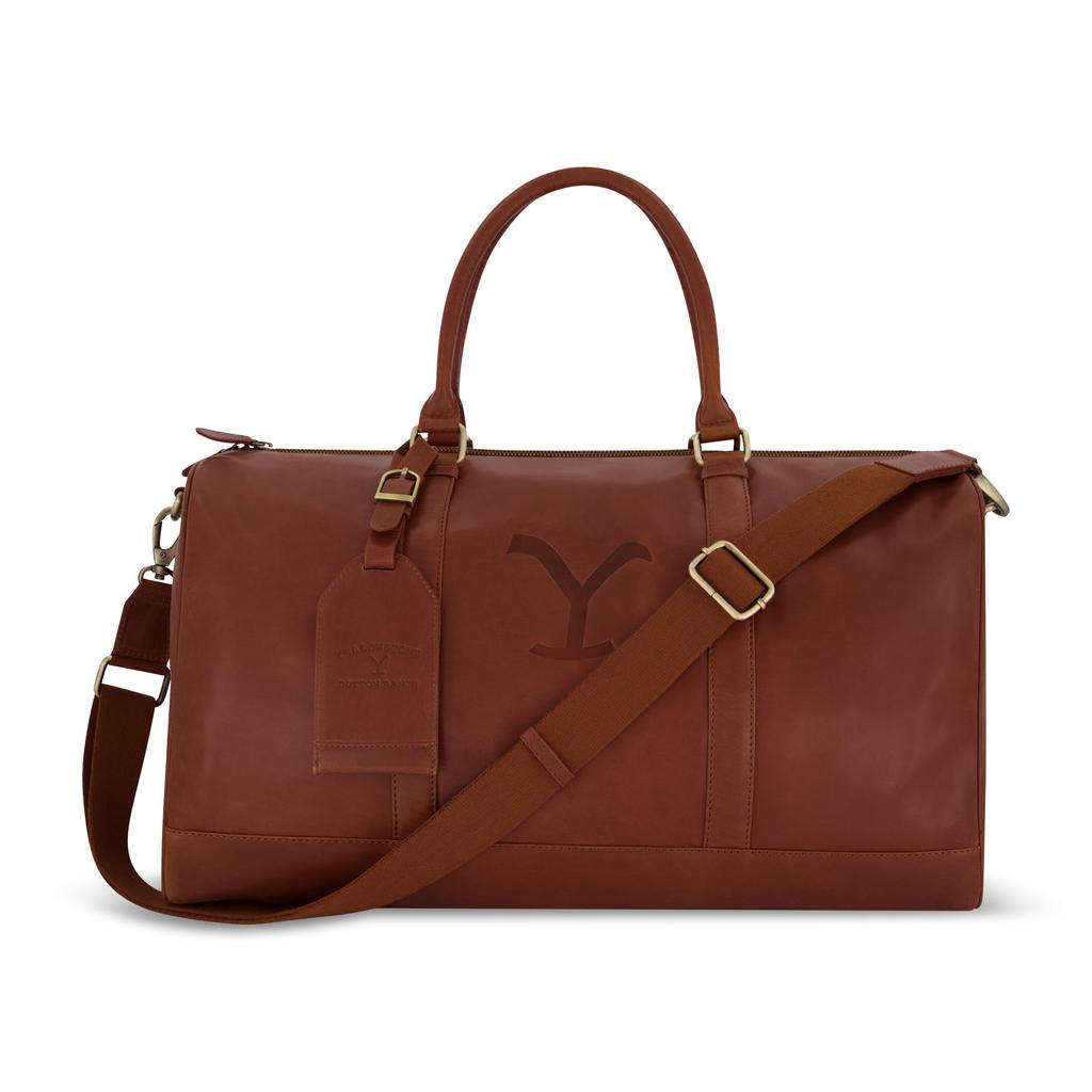 Concept One Yellowstone real leather 21 inch duffle, with burnished gold detailing