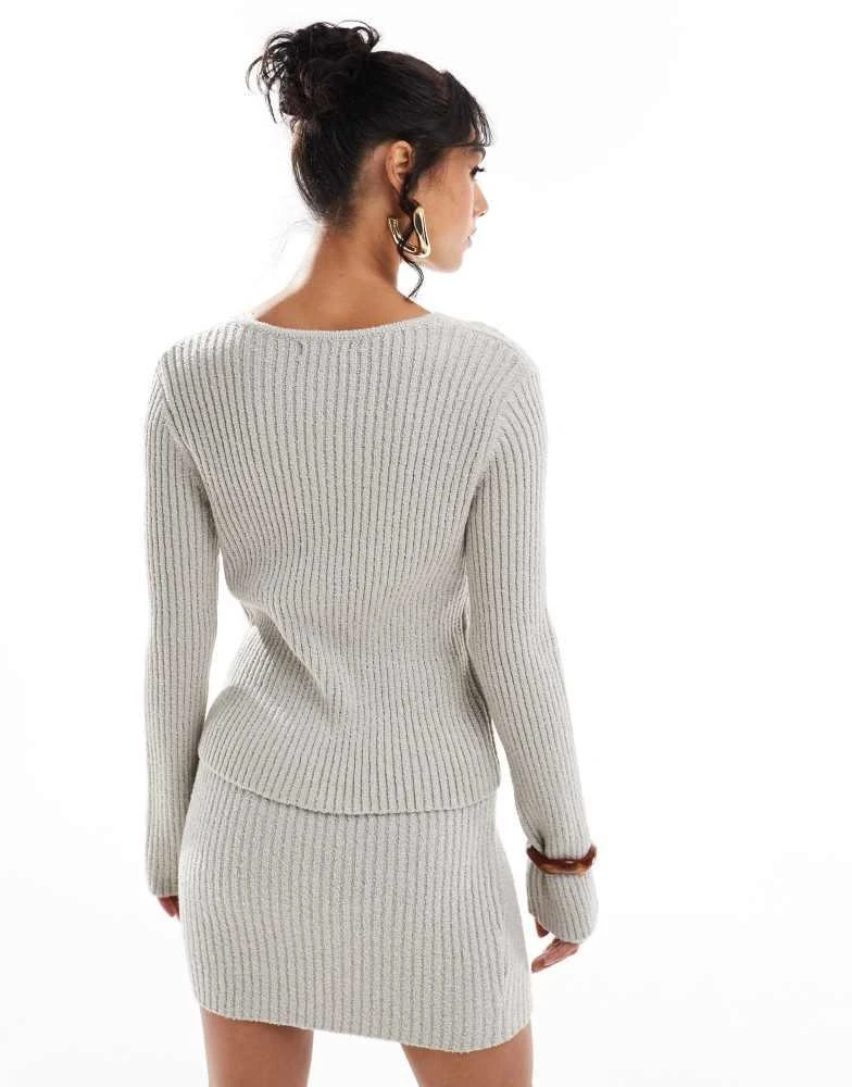 Pretty Lavish Pretty Lavish fine tape knit cardigan co-ord in taupe 4