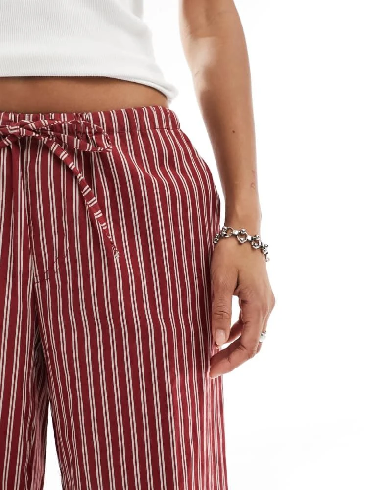 Motel Motel lirura striped low rise trouser in burgundy 5