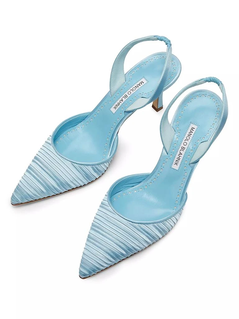 Manolo Blahnik Carolyne 75MM Pleated Slingback Pumps 4