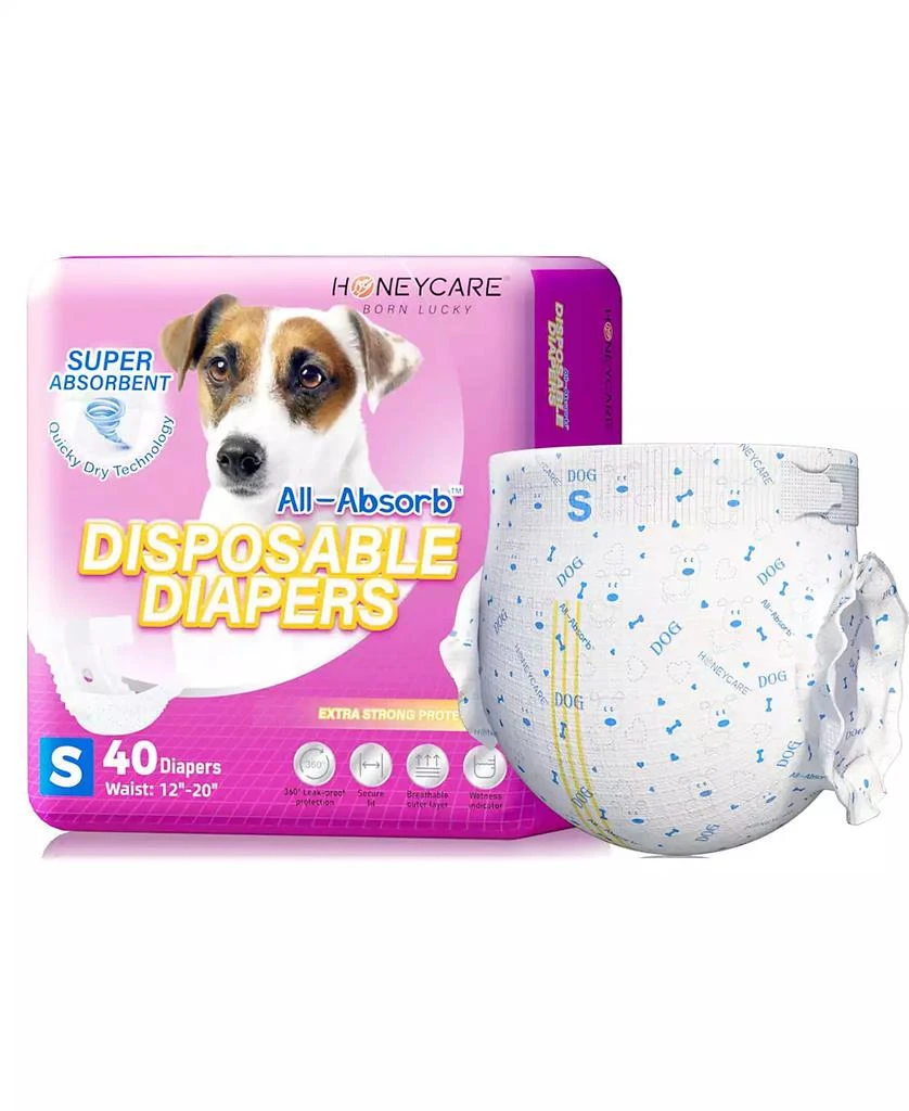 HoneyCare All-Absorb Disposable Female Dog Diapers, Super Absorbent, Breathable, Wetness Indicator, Small, 12-20 inches, 80ct