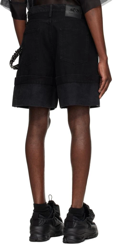 Simone Rocha Black Wide Leg Puddle Denim Shorts 3