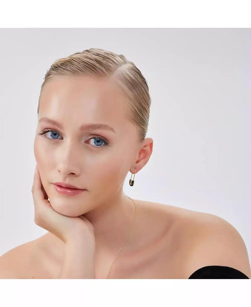 Spero London Black Pave Safety Pin Earring Jewelled Sterling Silver 2